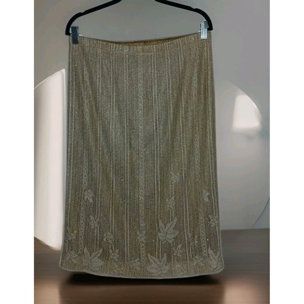 Vintage Antique Gold Midi Skirt Womens Sz Large Embroidered Sz Large Boho Chic
